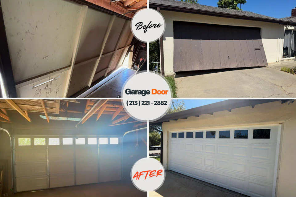 Before and after: garage door repair Ringgold, GA